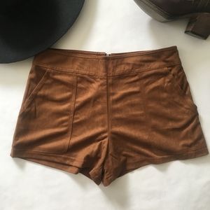 Brown Faux Suede Shorts